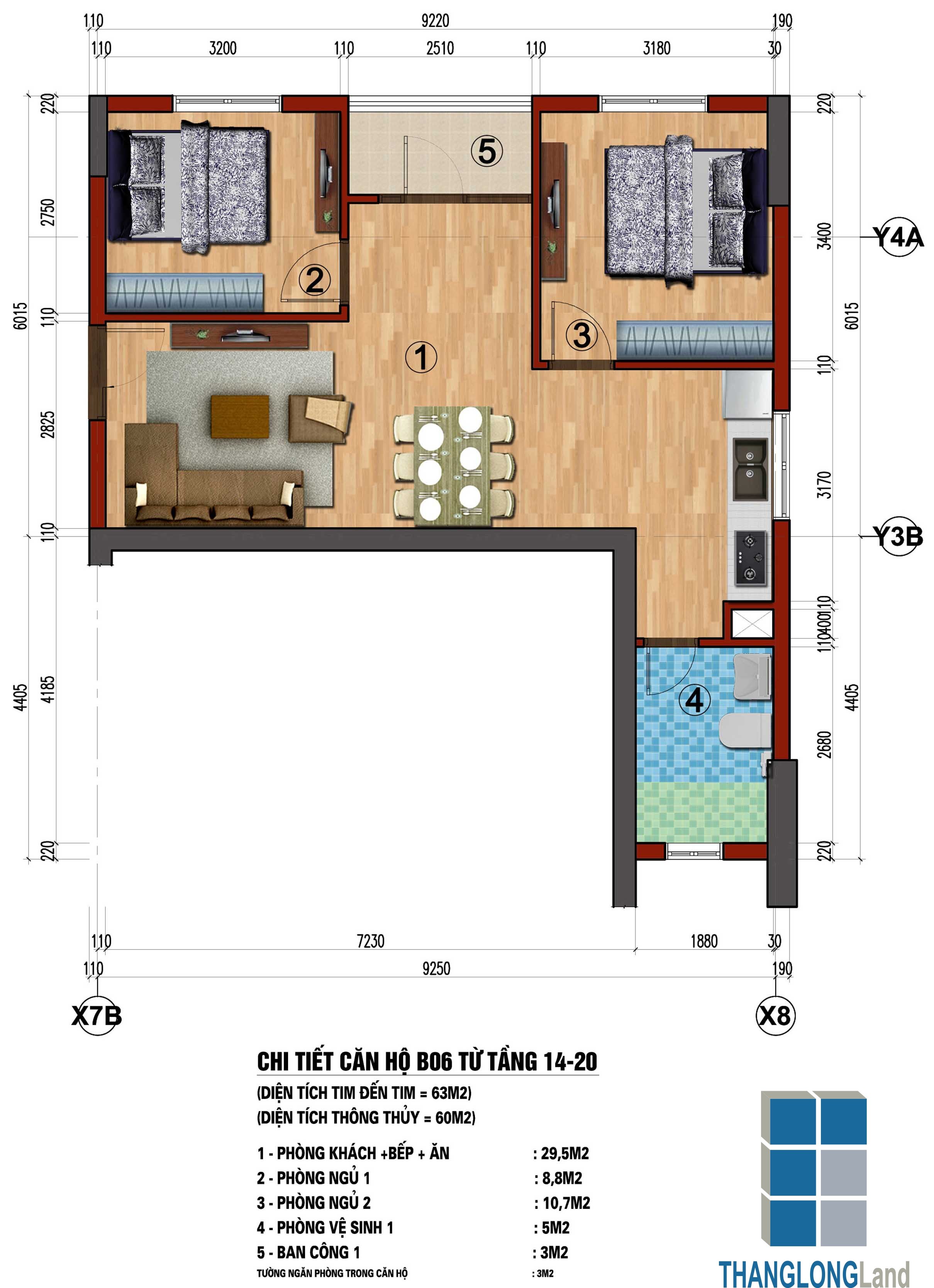 Thiết kế căn hộ B06 Chung cư 283 Khương Trung